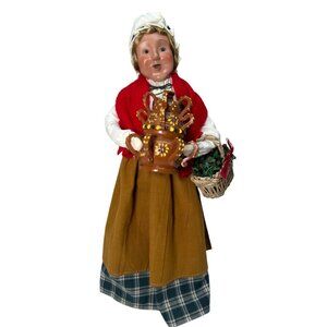 Byers Choice Caroler Woman with Redware Pottery Wassail Pot and Basket 2005